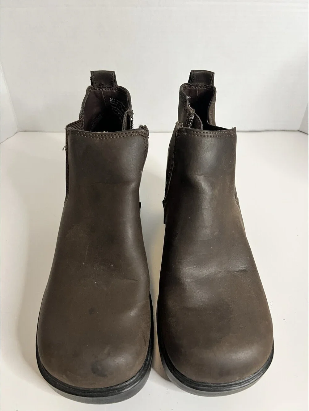 Vintage 90s Women’s Brown Faux Leather Chelsea Ankle Boots 5.5W Chunky Heel